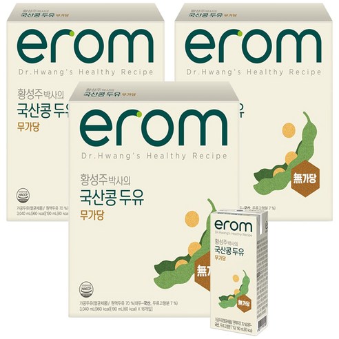 이롬 황성주 박사의 국산콩 두유 무가당, 190ml, 48개