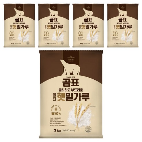곰표 쫄깃하고 부드러운 찰진 햇밀가루, 3kg, 5개