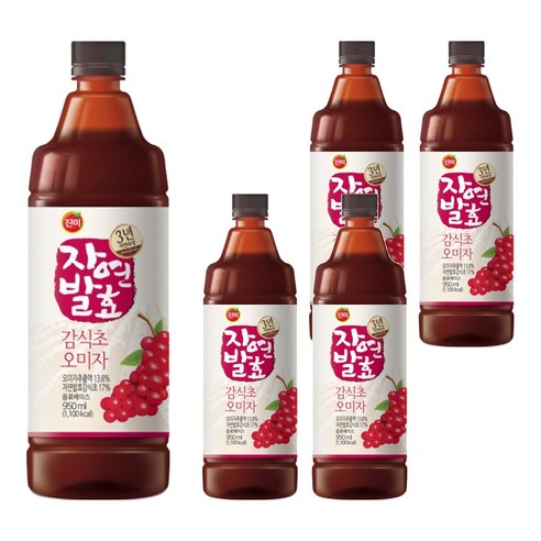 진미 3년숙성 자연발효 감식초 오미자, 950ml, 5개