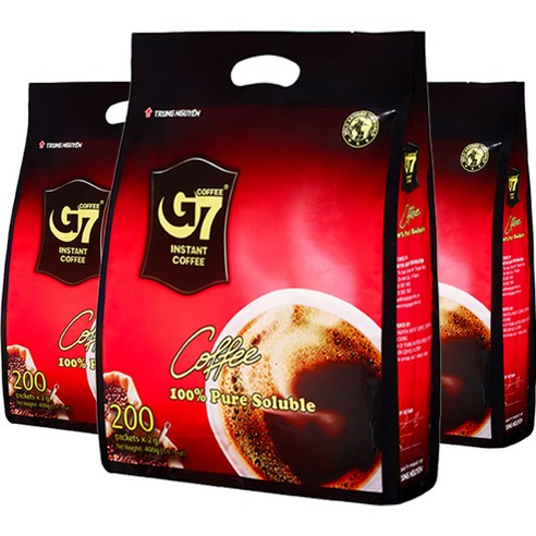   G7 퓨어 블랙 커피 수출용 2g, 200개입, 3개