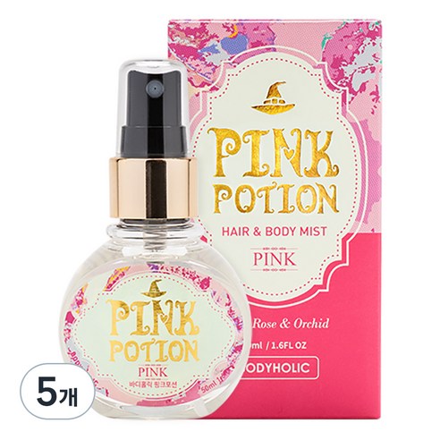 바디홀릭 핑크포션 바디미스트 로즈 앤 오키드향, 50ml, 5개