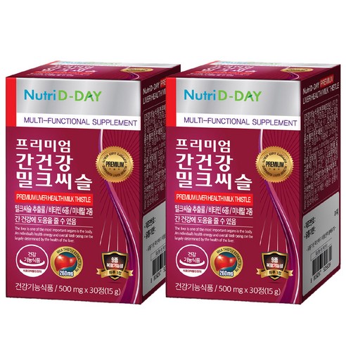 뉴트리디데이 프리미엄 간건강 밀크씨슬, 30정, 2박스