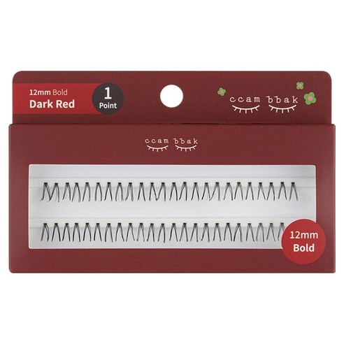 깜빡 인조 가닥속눈썹 12mm 볼드 1기둥, DarkRed, 1개