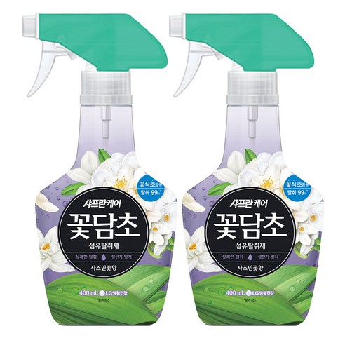 샤프란 꽃담초 섬유탈취제 자스민꽃향 본품, 400ml, 2개