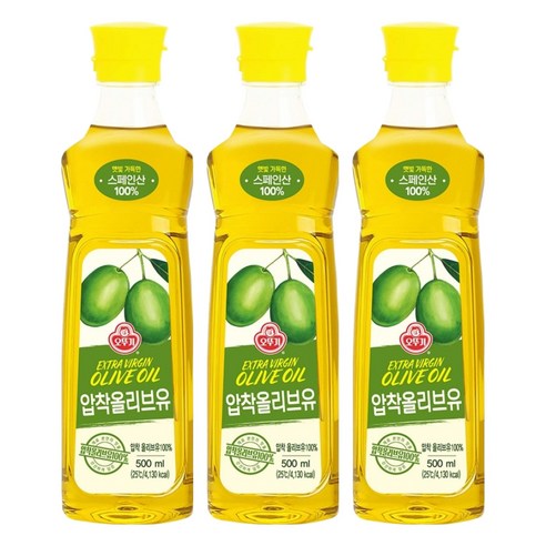 오뚜기 압착 올리브유, 500ml, 3개