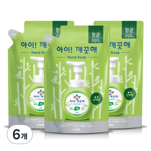 아이깨끗해 핸드솝 리필 숲 속 산책향, 6개, 450ml