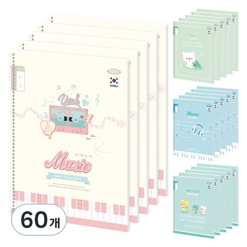펜피아 1 000 초등 스프링노트 3-6음악 공용, 랜덤발송, 60개
