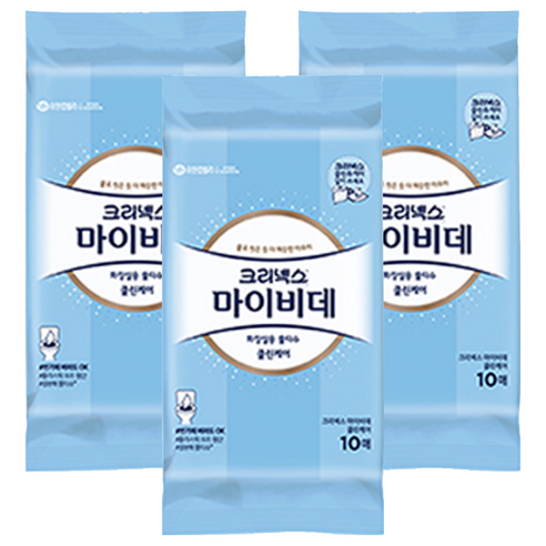 마이비데 클린케어 화장실용 물티슈 휴대형, 10매, 3개