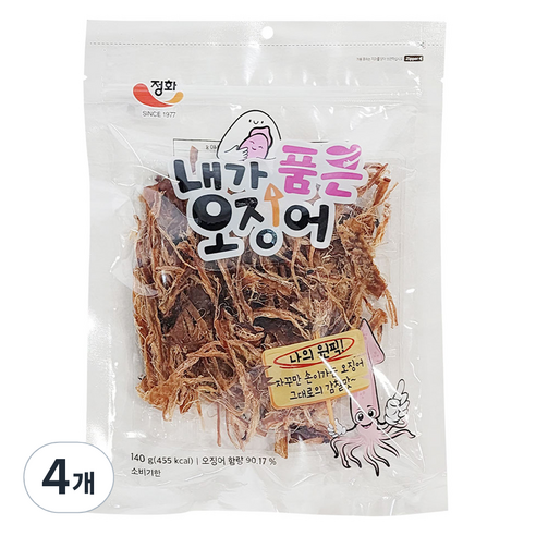정화식품 내가 품은 건어물 오징어 간식 주전부리, 140g, 4개