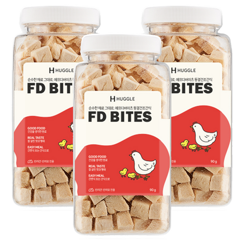허글 반려동물 에프디바이츠 동결건조간식, 닭고기, 90g, 3개