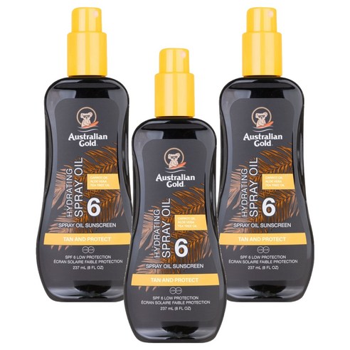 오스트레일리안골드 SPF6 스프레이 태닝오일, 237ml, 3개