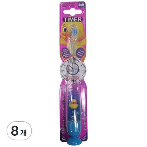 비브라이트 캐릭터 LED 타이머 동물친구 어린이 칫솔, 오리(블루), 1개입, 8개