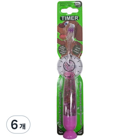 비브라이트 캐릭터 LED 타이머 동물친구 어린이 칫솔, 강아지, 1개입, 6개