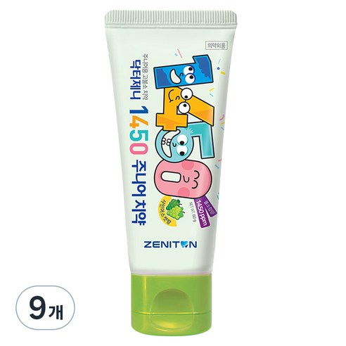 제니튼 닥터제니 1450 고불소 주니어치약 샤인머스켓향, 60g, 9개