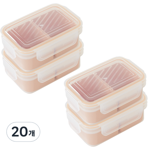 이지앤프리 나눔쉐어 밀프랩 용기 2칸, 20개, 480ml