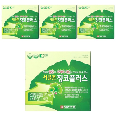 일양약품 서클존 징코플러스, 60정, 4개