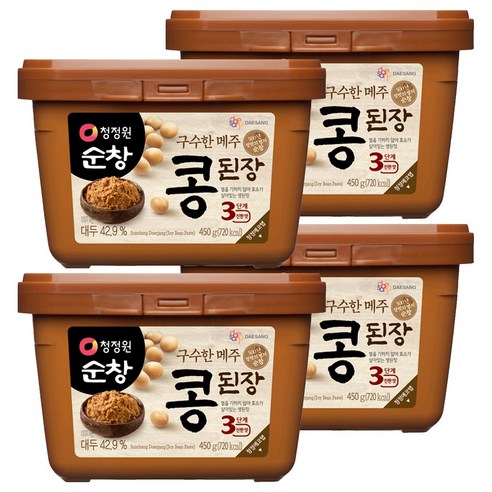 대상 청정원 메주 콩된장 사각, 450g, 4개