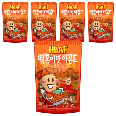 바프 떡볶이맛 아몬드, 190g, 5개