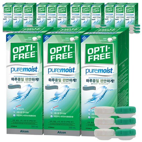 옵티프리 퓨어모이스트 렌즈세정액 + 렌즈케이스, 300ml, 15개