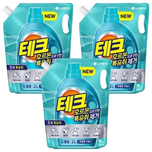 테크 호르몬 특유취 제거 액체세제 드럼용 리필, 3개, 2L