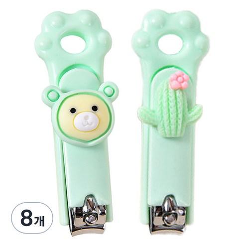 발바닥 모양 미니 손톱깎이, 그린, 8개
