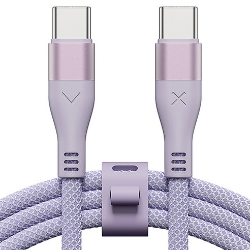 빅쏘 우븐 패브릭 단선방지 USB C to C 타입 PD 60W 고속 충전 아이폰 갤럭시 케이블, 1개, 퍼플, 2m