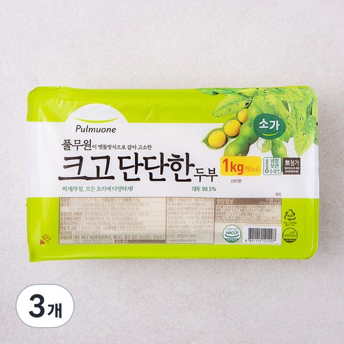 풀무원 크고 단단한 두부, 1kg, 3개 모두부