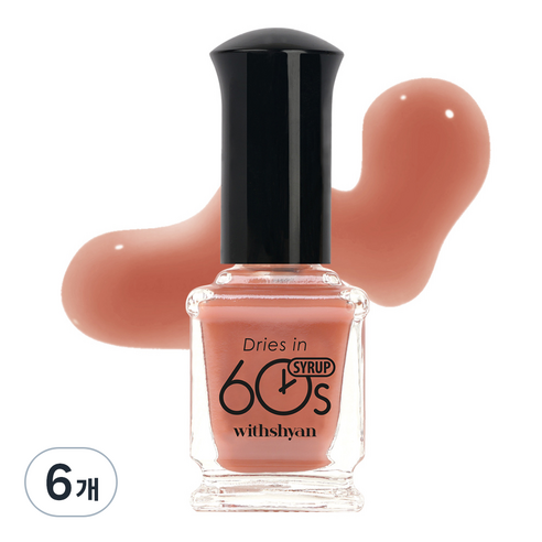 위드샨 시럽타입 반투명 60초 네일라커 매니큐어 9ml, M65 무화과시럽, 6개