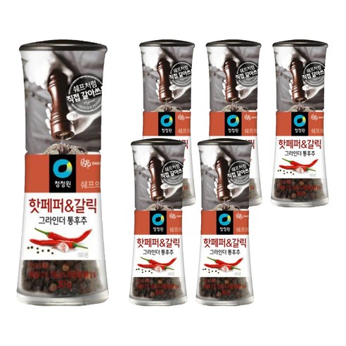 청정원 쉐프의허브 핫페퍼 앤 갈릭 그라인더 통후추, 30g, 6개
