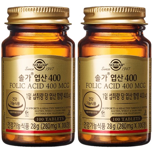 솔가 엽산 400, 100정, 2개 헬스/건강식품