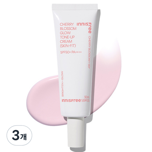 이니스프리 New 왕벚꽃글로우스킨핏톤업크림 핑크 SPF50+ PA++++ 50ml, 3개
