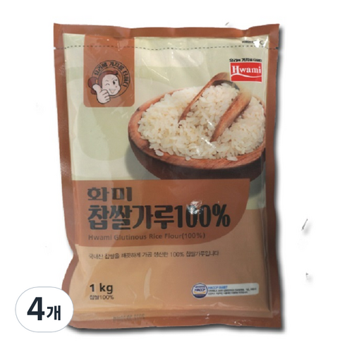 화미_찹쌀가루100%(국산/면세), 1kg, 4개