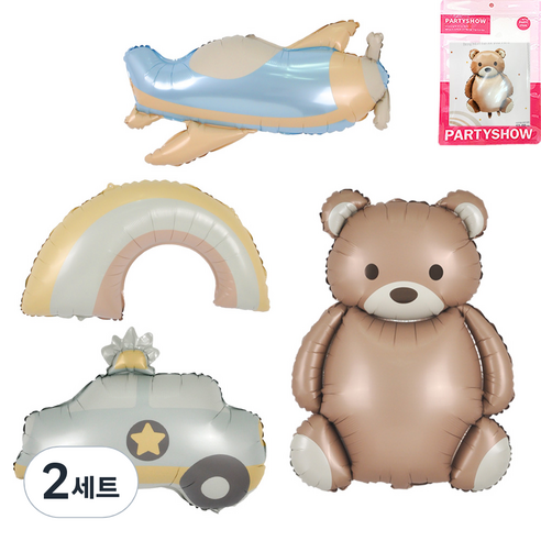 파티쇼 크림 은박 풍선 4종세트, 혼합색상, 2세트
