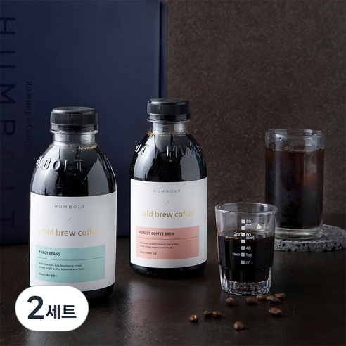훔볼트 프리미엄 콜드브루 원액 피베리 싱글 500ml + 케냐 블렌드 500ml + 샷잔 선물세트 2호, 1L, 2세트
