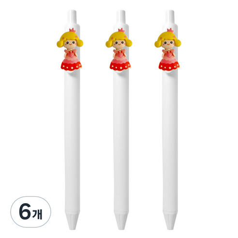 큐티파츠 젤펜 프린세스 0.5mm, 레드, 6개