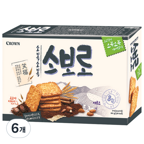 크라운 소복소복 소보로 과자, 240g, 6개
