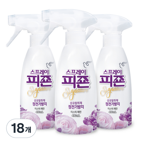 피죤 리치퍼퓸 스프레이 섬유탈취제 섬유 탈취제 본품, 490ml, 18개, 미스틱레인향