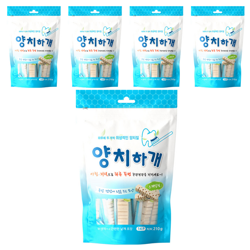 양치하개 강아지 덴탈껌 14p, 스케일링, 210g, 5개