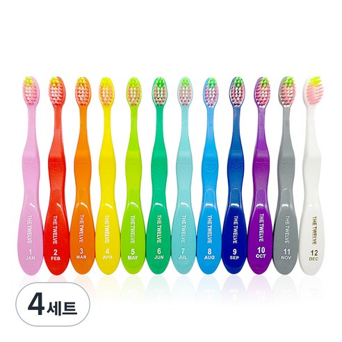 더트웰브 3단계 키즈칫솔 3-8세용, 비비드, 12개입, 4세트