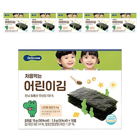 베베쿡 처음 먹는 어린이김, 15g, 6개, 오리지널