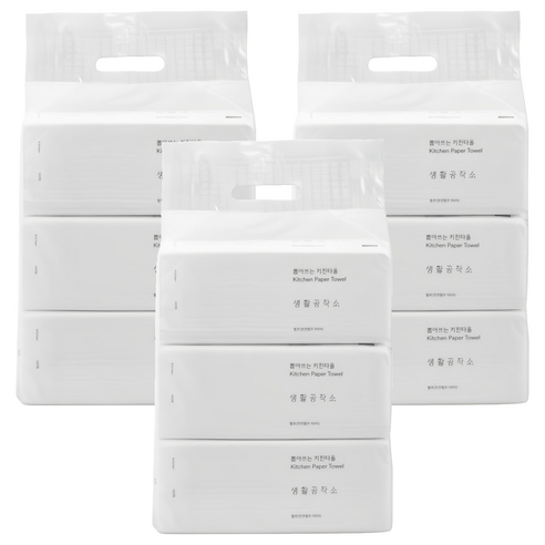 생활공작소 뽑아쓰는 키친타올 3겹, 100매, 9개