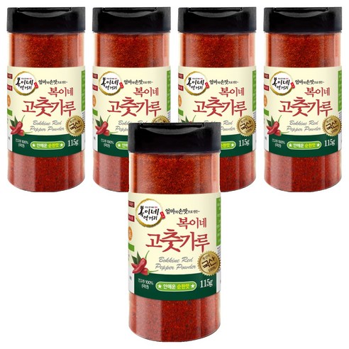 복이네먹거리 국산 안매운 순한맛 어린이 반찬용 고춧가루, 115g, 5개