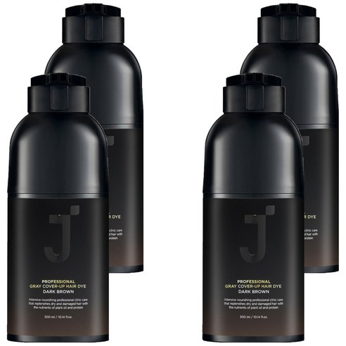 제이숲 프로페셔널 커버업 새치 염모제 300ml, 다크브라운, 4개