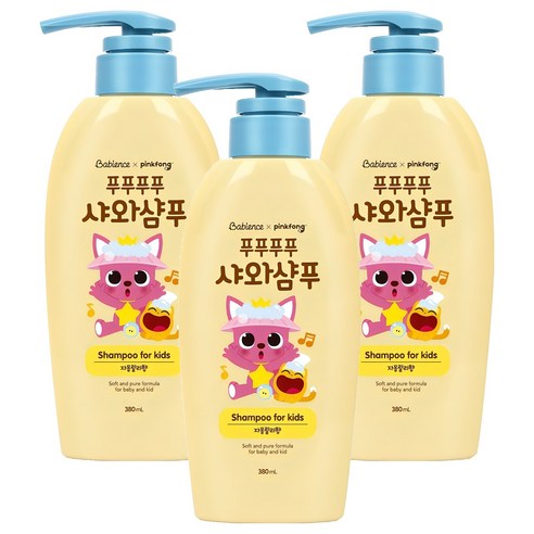 베비언스 핑크퐁 유아용 샤와샴푸 자몽릴리향, 380ml, 3개