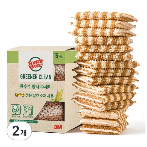 스카치브라이트 옥수수 망사수세미, 15개입, 2개