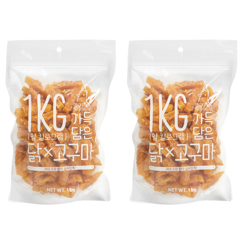 슈퍼츄 강아지 일킬로그램 가득담은 육포, 혼합맛(닭가슴살/고구마), 1kg, 2개