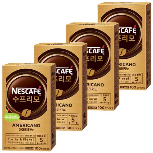 네스카페 수프리모 아메리카노, 1.1g, 100개입, 4개