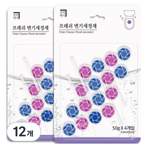 살림백서 프레쉬 변기 세정제 라벤더향 4p, 200g, 12개