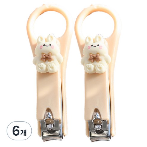 귀여운 미니 손톱깎이 크림 리본 토끼, 혼합색상, 6개
