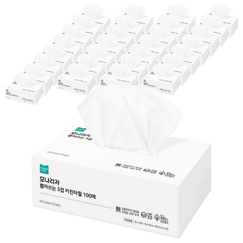 모나리자 뽑아쓰는 3겹 천연펄프 키친타월, 100매, 36개